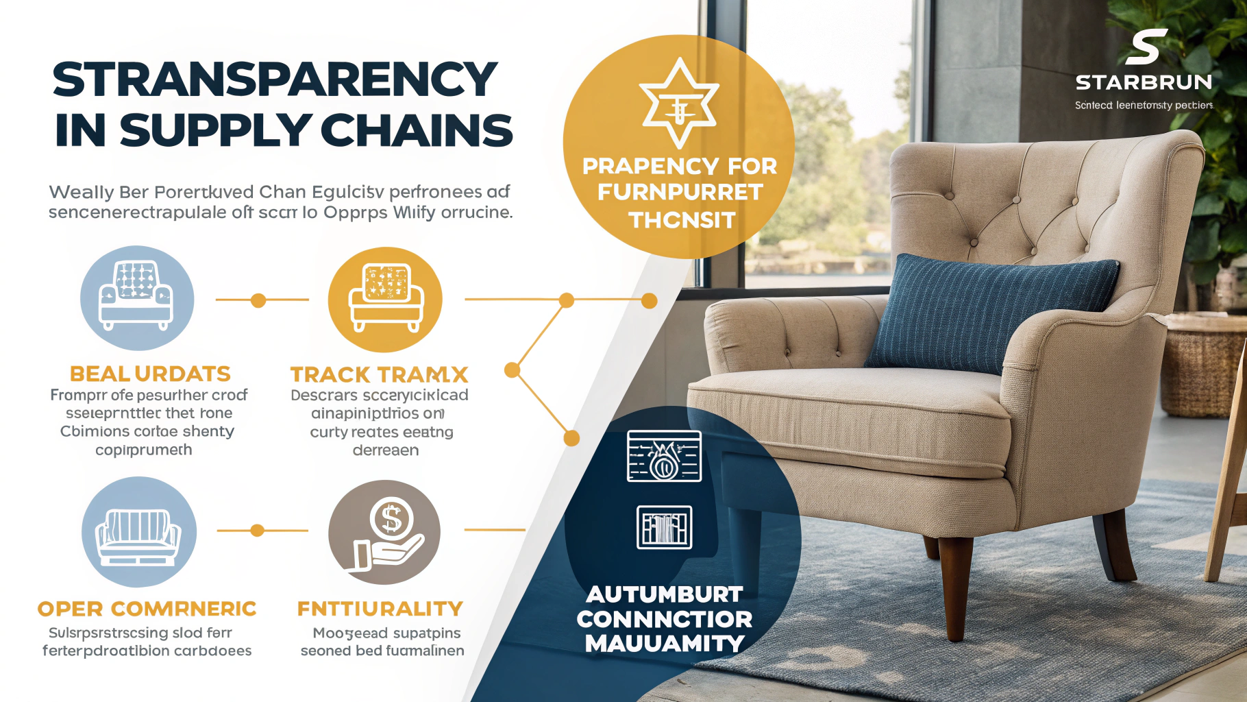 Infographic about [supply chain transparency](https://hbr.org/2019/08/what-supply-chain-transparency-really-means)[^1] for furniture, featuring a stylish chair