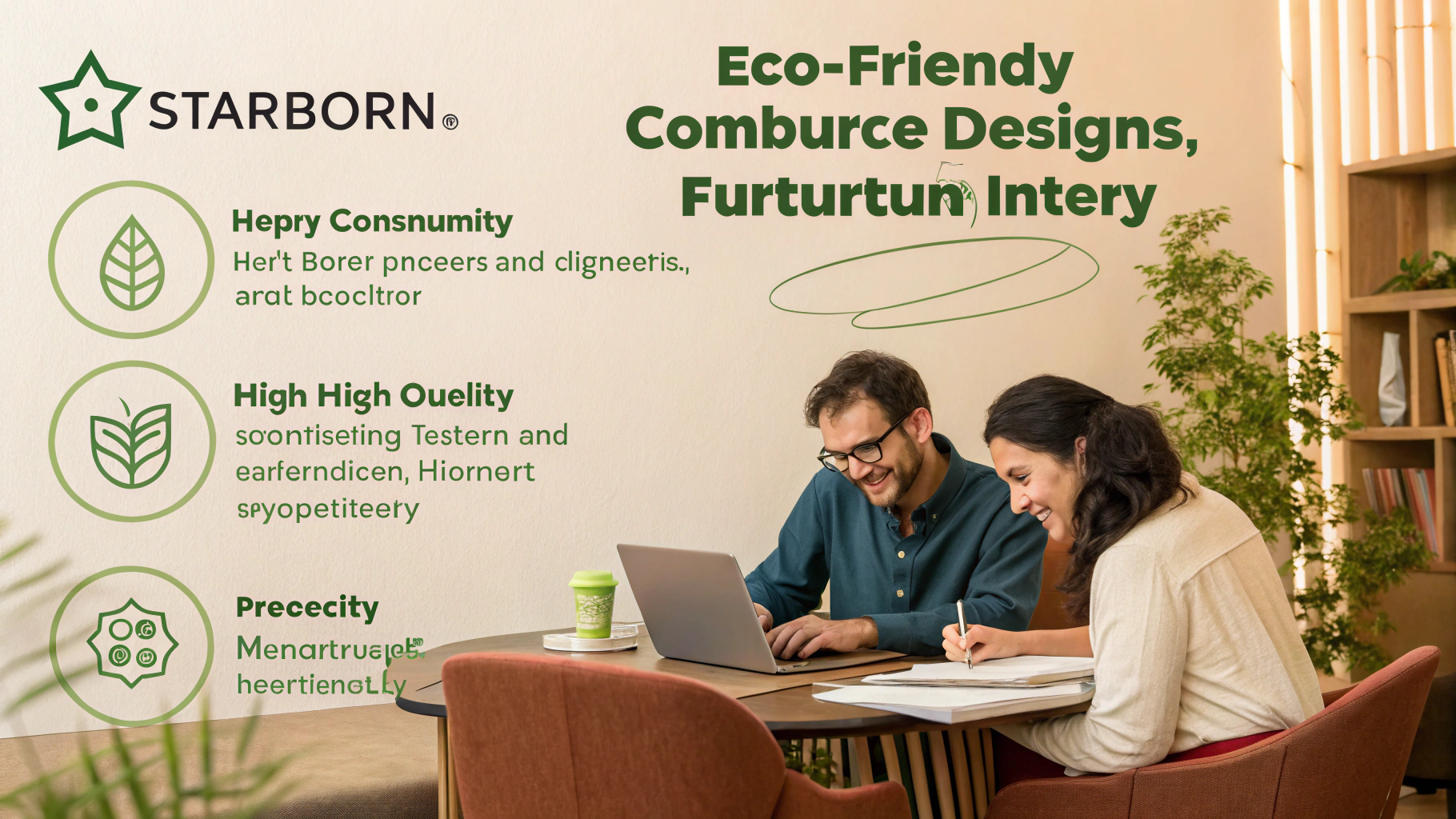 Eco-friendly design concept with two people collaborating at a table