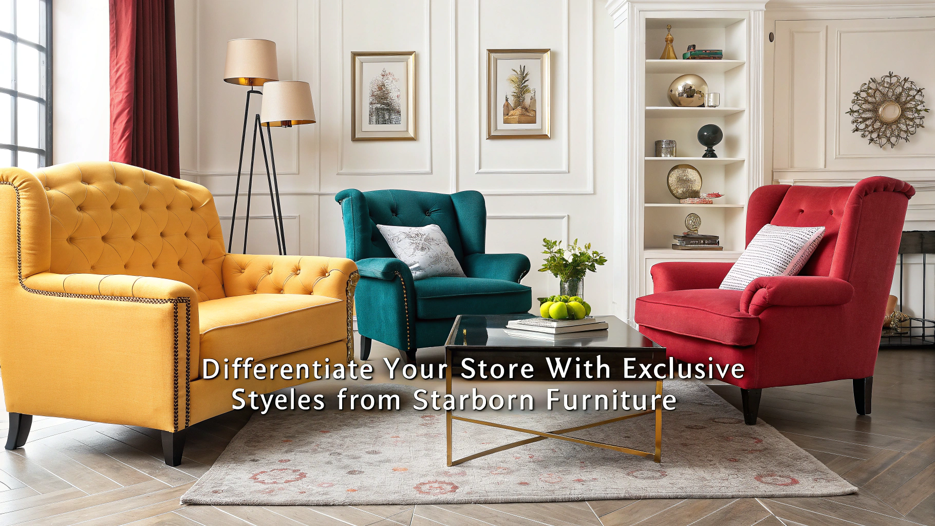 Colorful upholstery chairs in a stylish setting