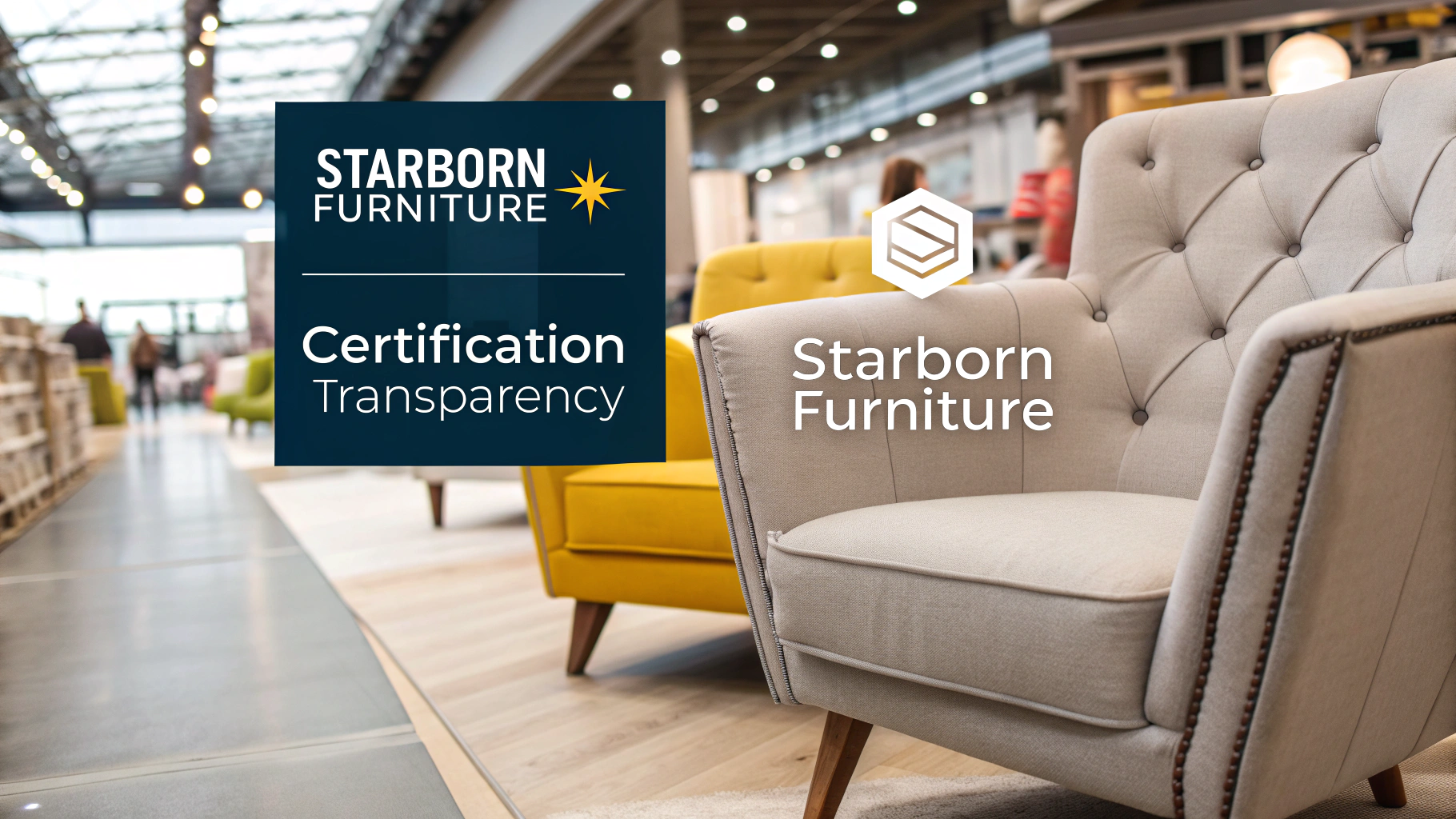 Upholstered furniture display with branding, showcasing [certification transparency](https://www.linkedin.com/advice/1/what-most-effective-ways-ensure-retail-transparency-m1knc)[^1]