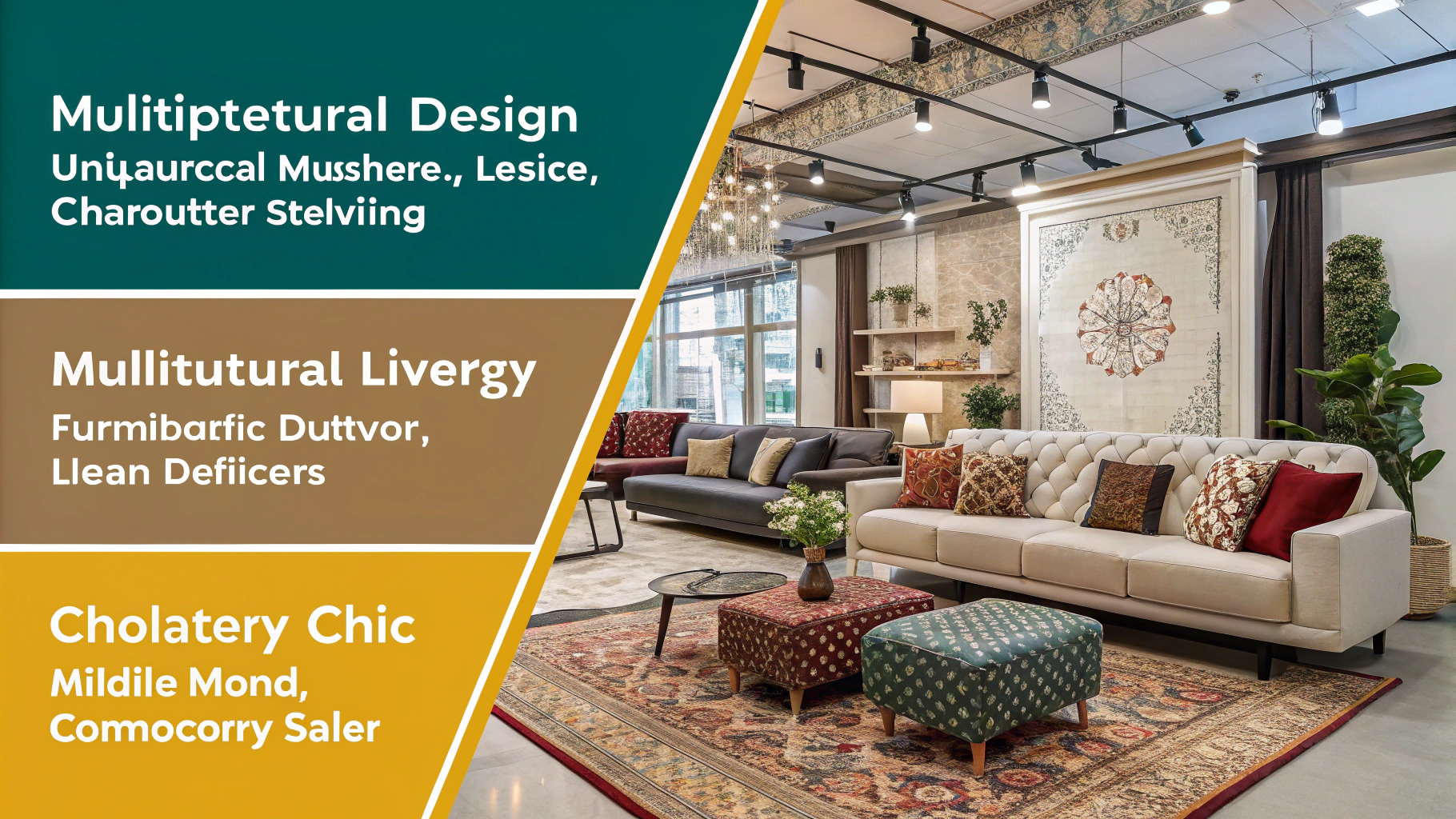 Stylish living room with diverse furniture styles and designs