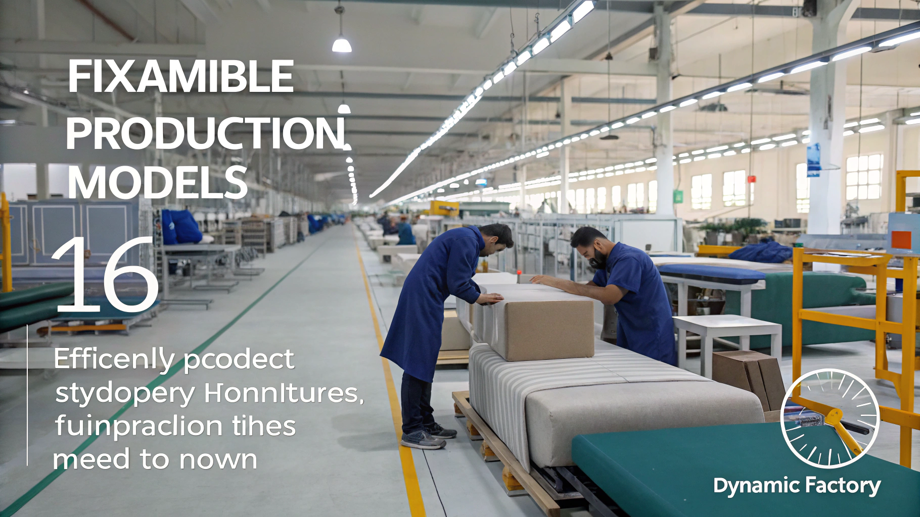 Workers assembling upholstery furniture in a factory setting, showcasing production process and efficiency.