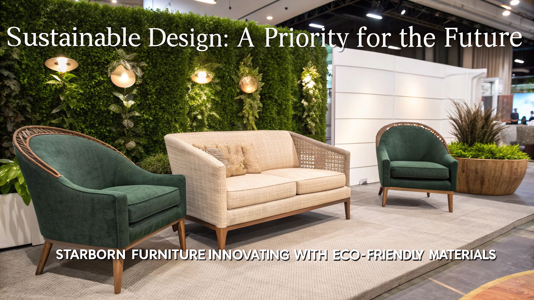 Stylish upholstery furniture in eco-friendly setting, showcasing innovative design and sustainability.