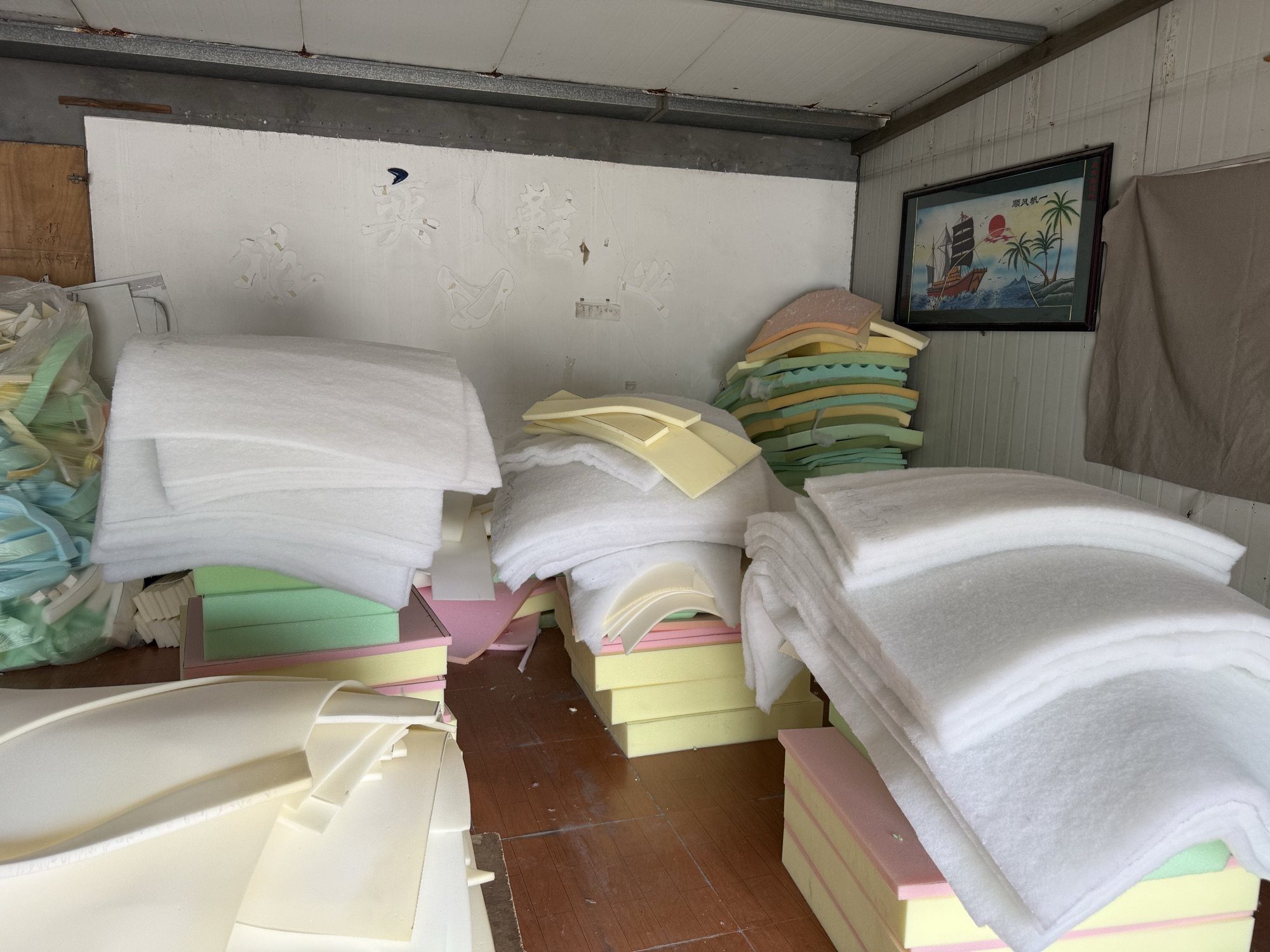 Fabric cutting table in the Starborn sofa factory