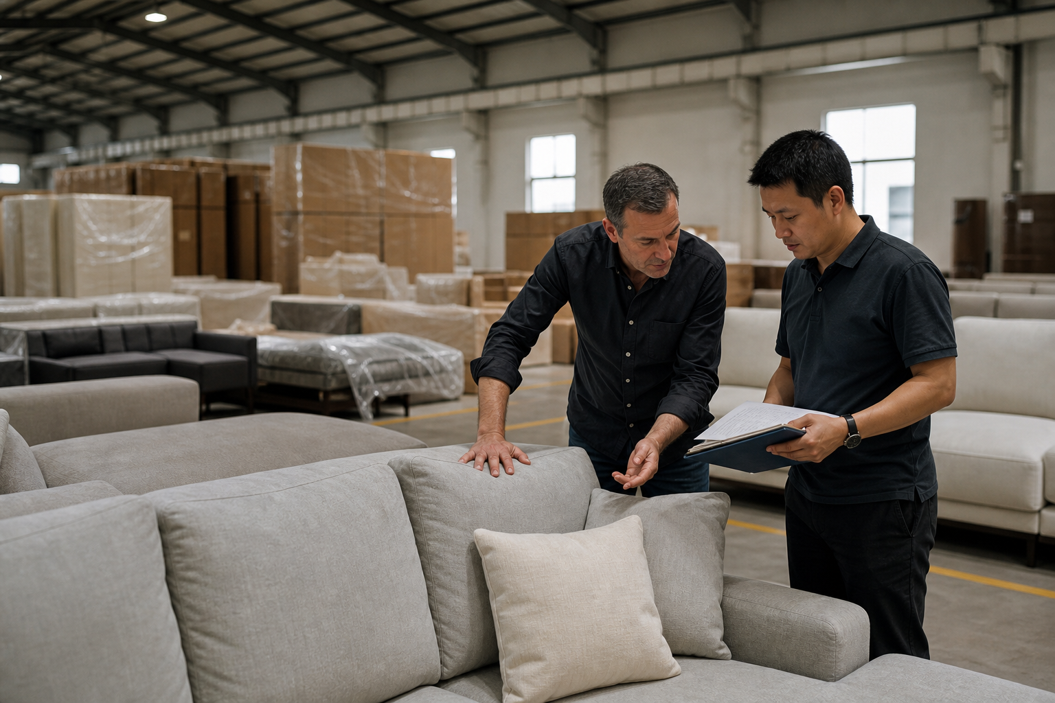 physical furniture store sofa display decision
