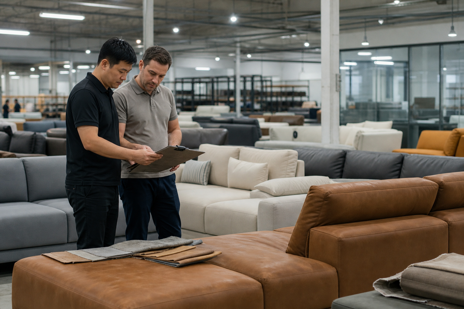 physical furniture store sofa display decision