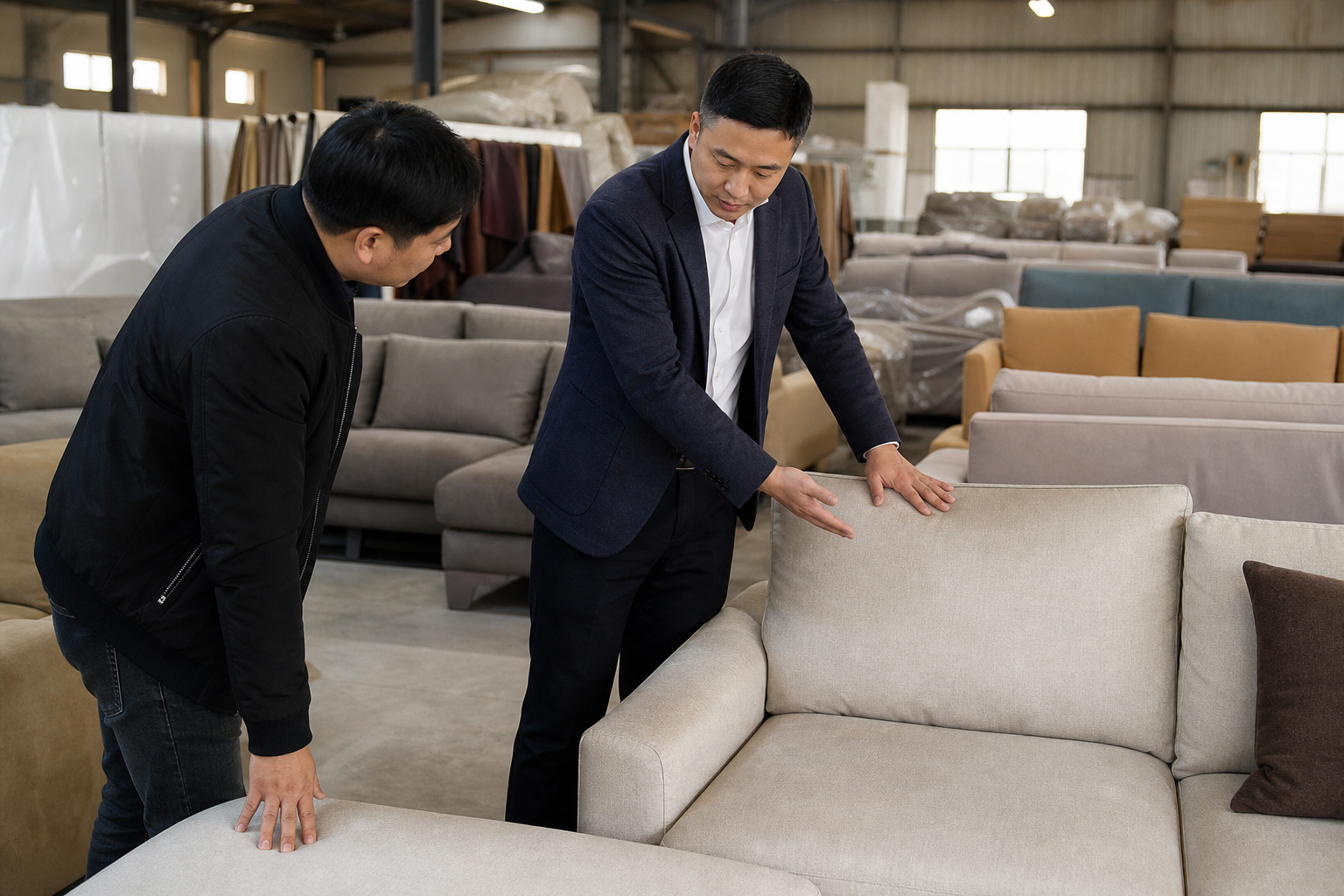 physical furniture store sofa display decision