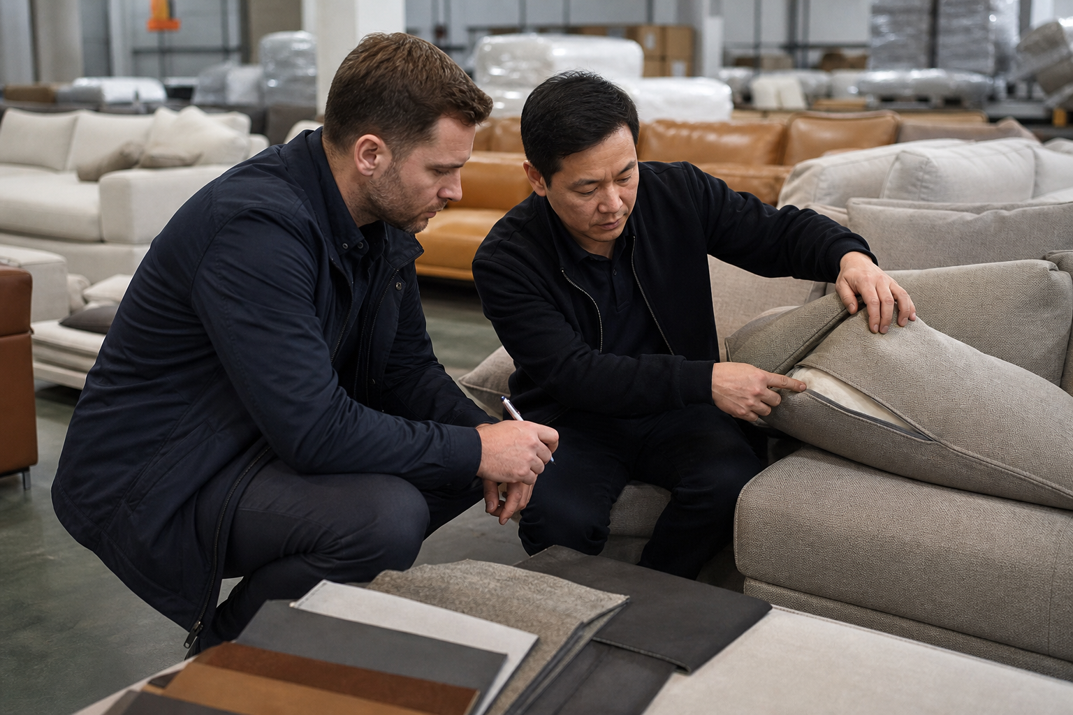 physical furniture store sofa display decision