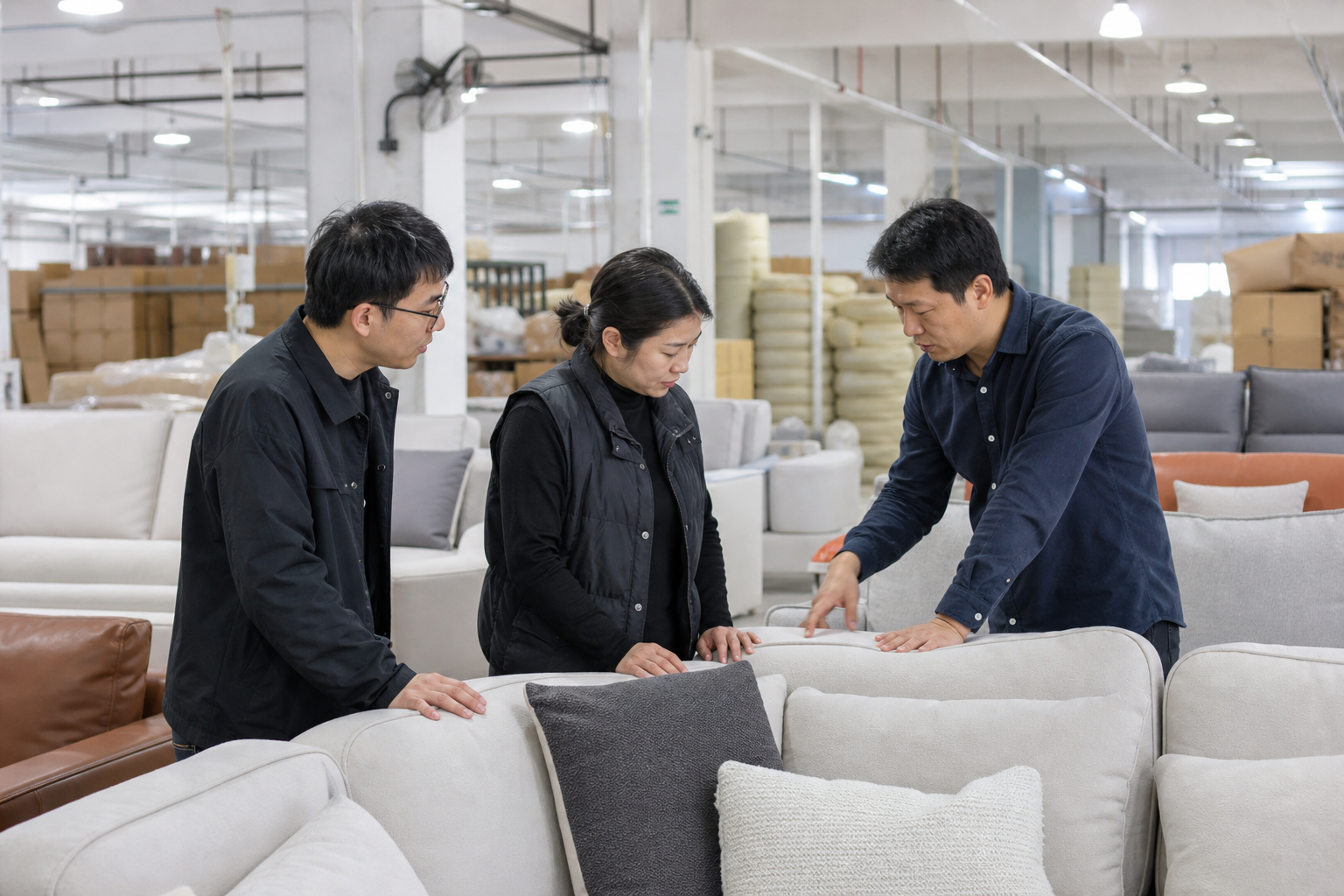 physical furniture store sofa display decision