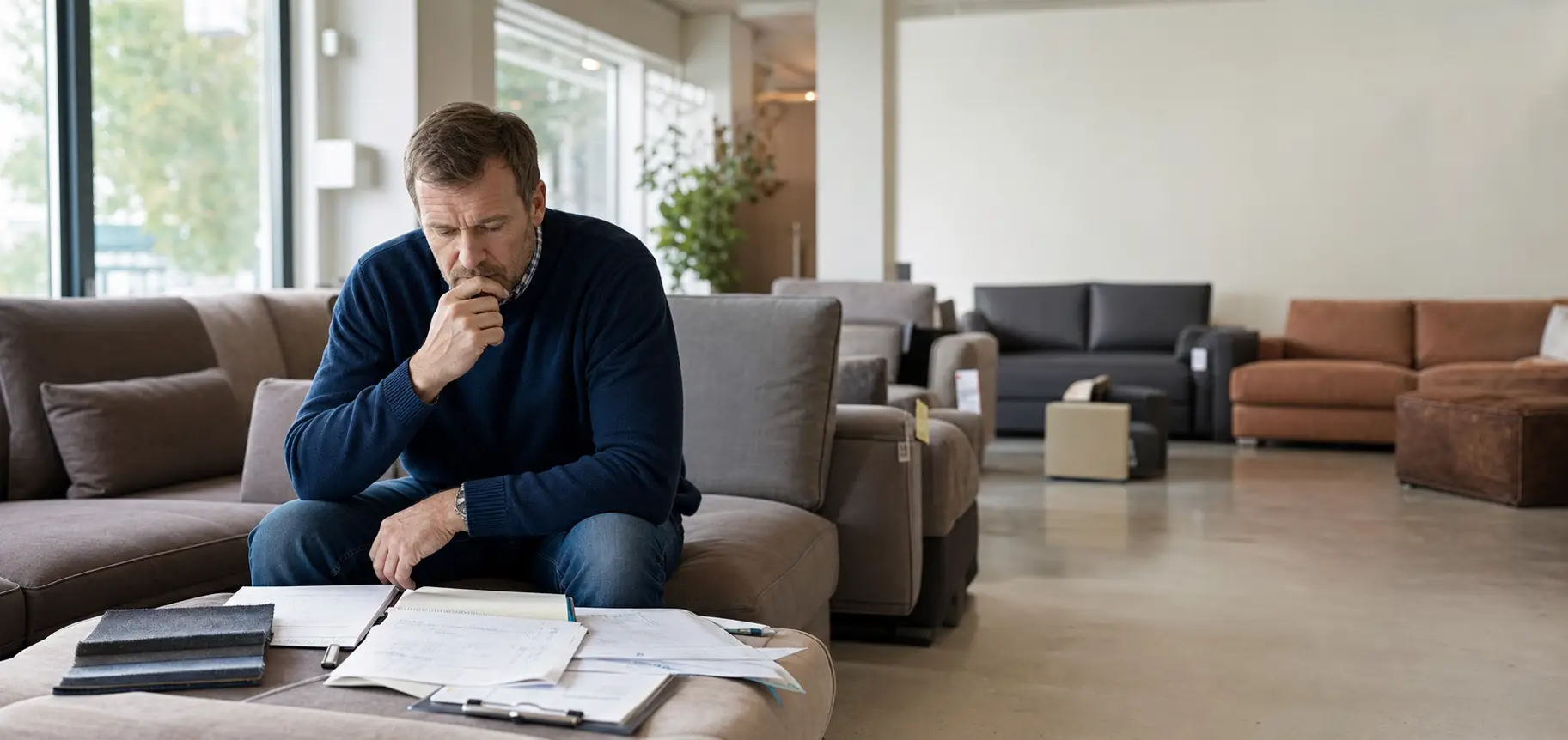 Independent furniture retailer thinking inside a sofa showroom